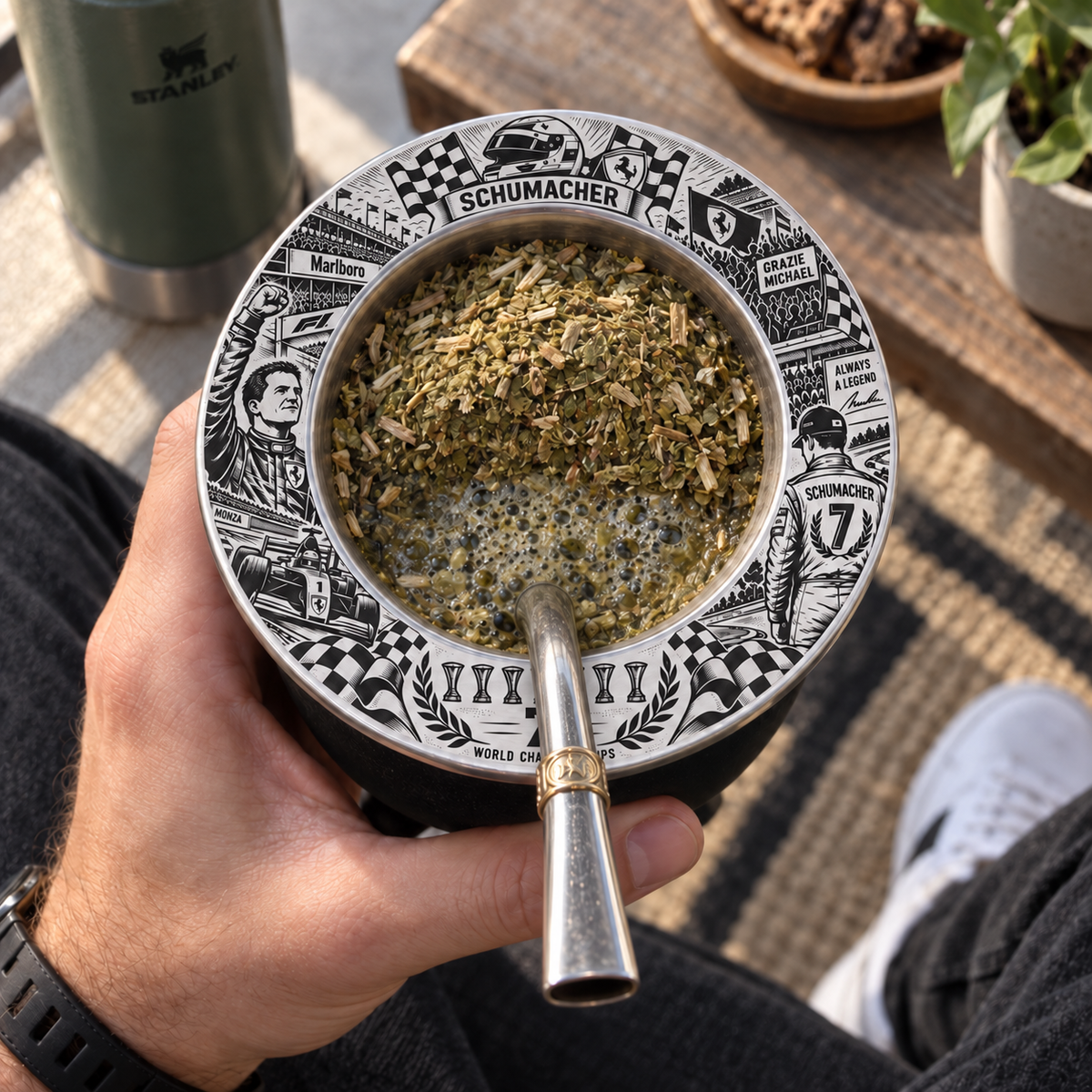 🛣️ Mate Diseño Schumacher – Grabado Láser