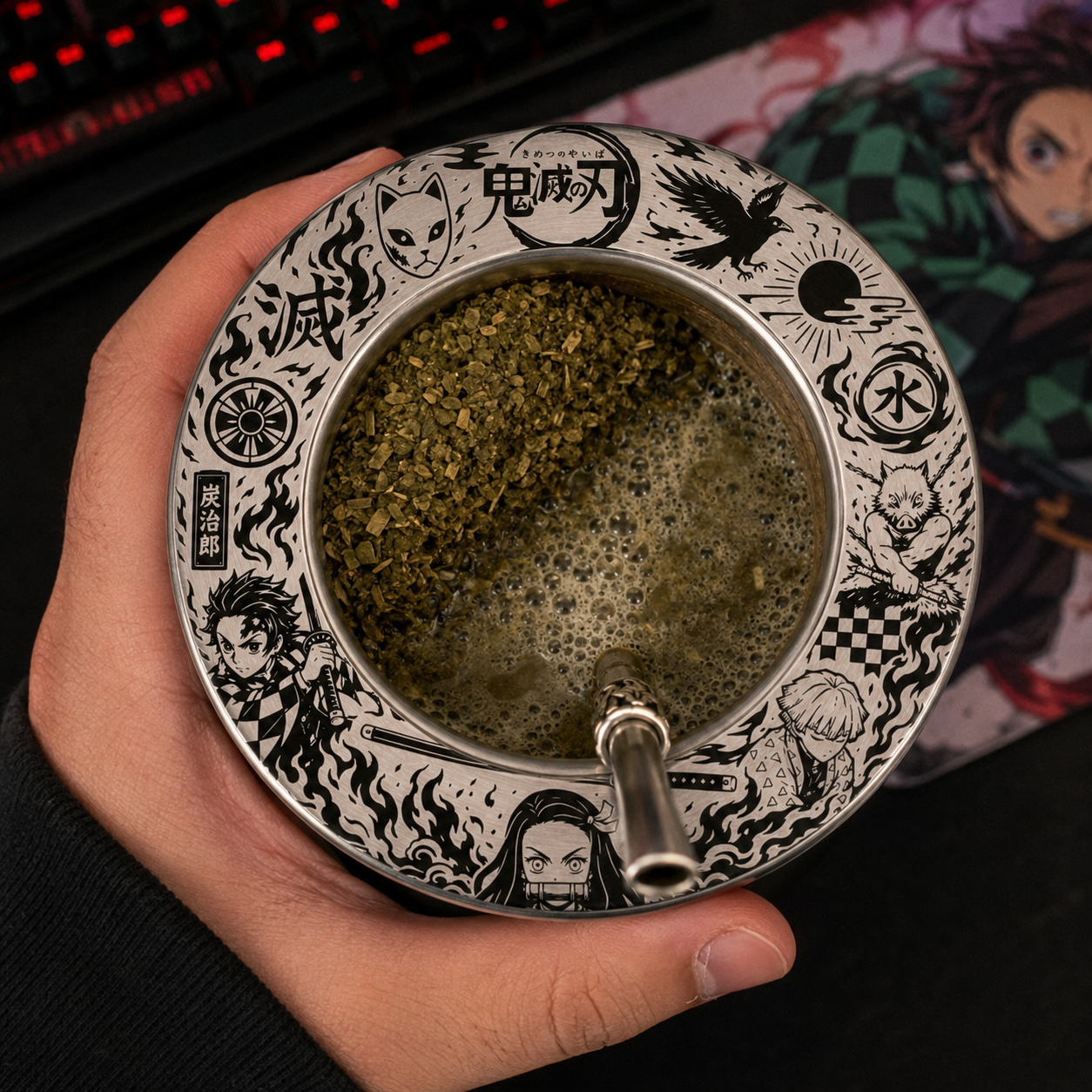 🇯🇵 Mate tematico Demon Slayer – Grabado Láser