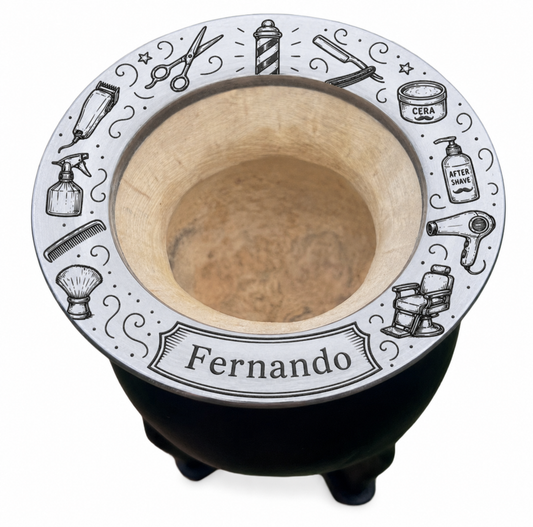 💈 Mate Diseño Barbero Personalizado con Nombre – Grabado Láser