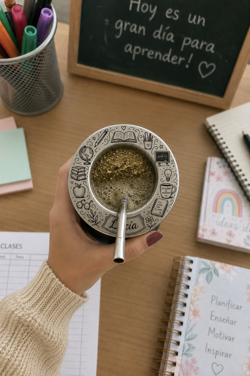 👩‍🏫 Mate Diseño Docente Personalizado con Nombre – Grabado Láser