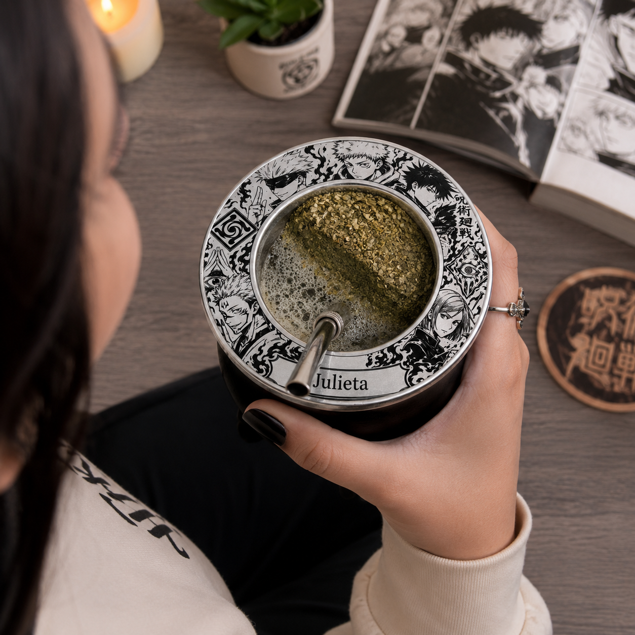 🇯🇵 Mate Jujutsu Kaisen Personalizadocon Nombre – Grabado Láser