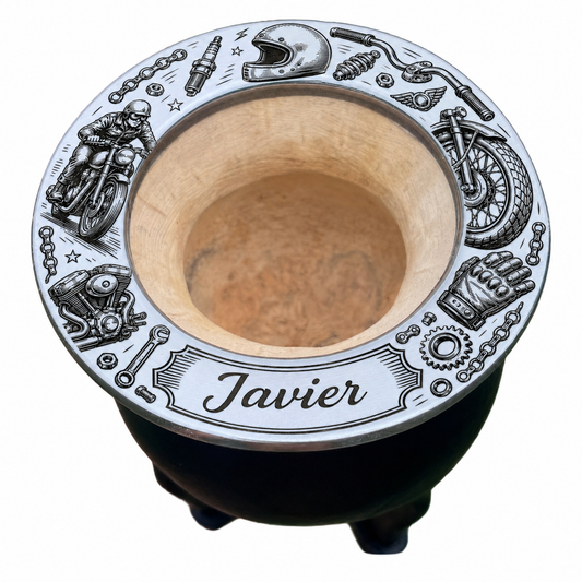 🏍️ Mate Motociclista Personalizadocon Nombre – Grabado Láser