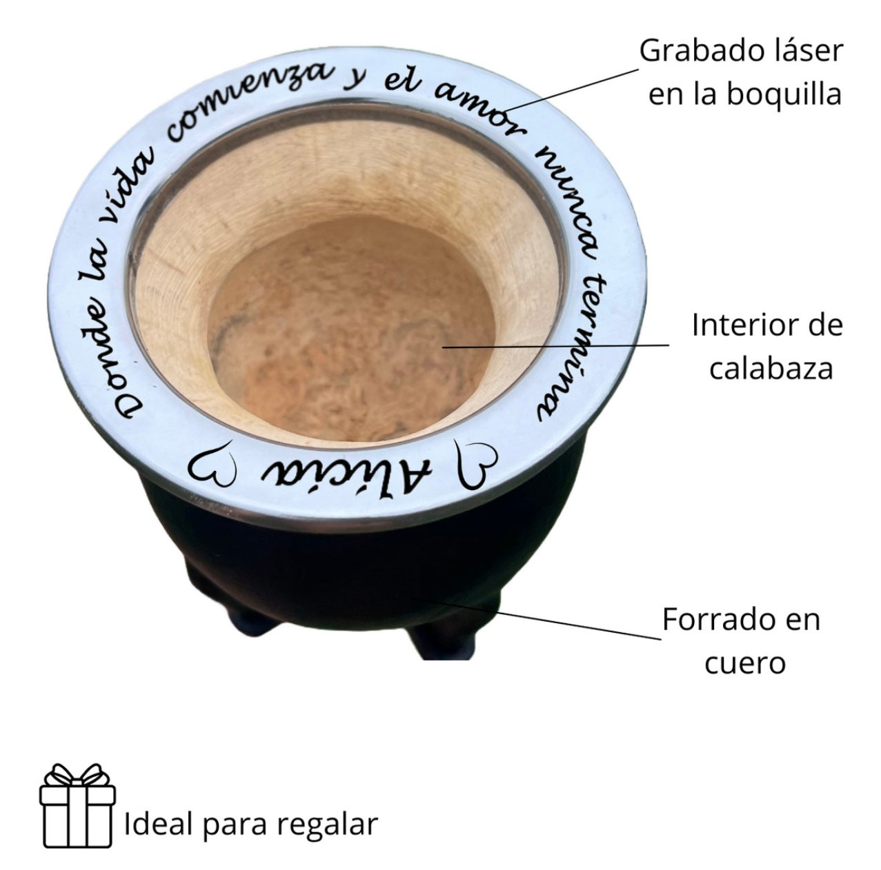 Mate clásico + Grabado Frases Nombres Personalizado en porongo
