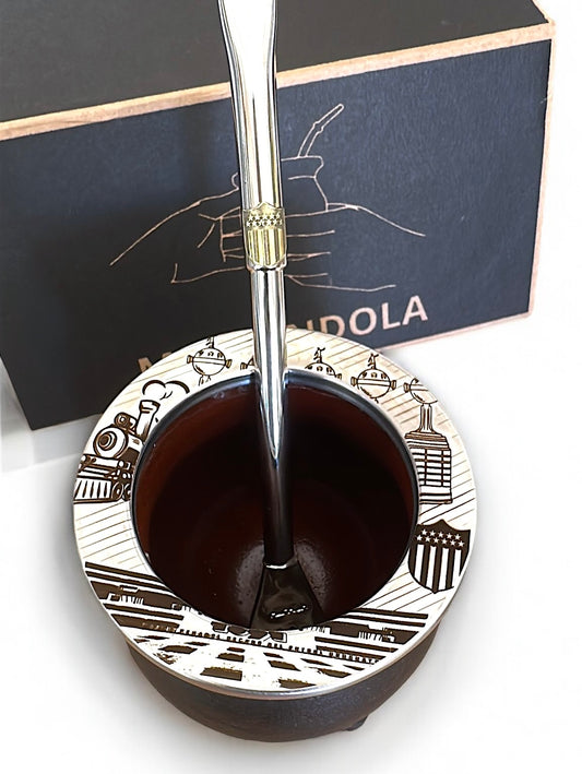 Combo Fanatico Mate Peñarol + Bombilla de Alpaca con Escudo- Ideal regalo